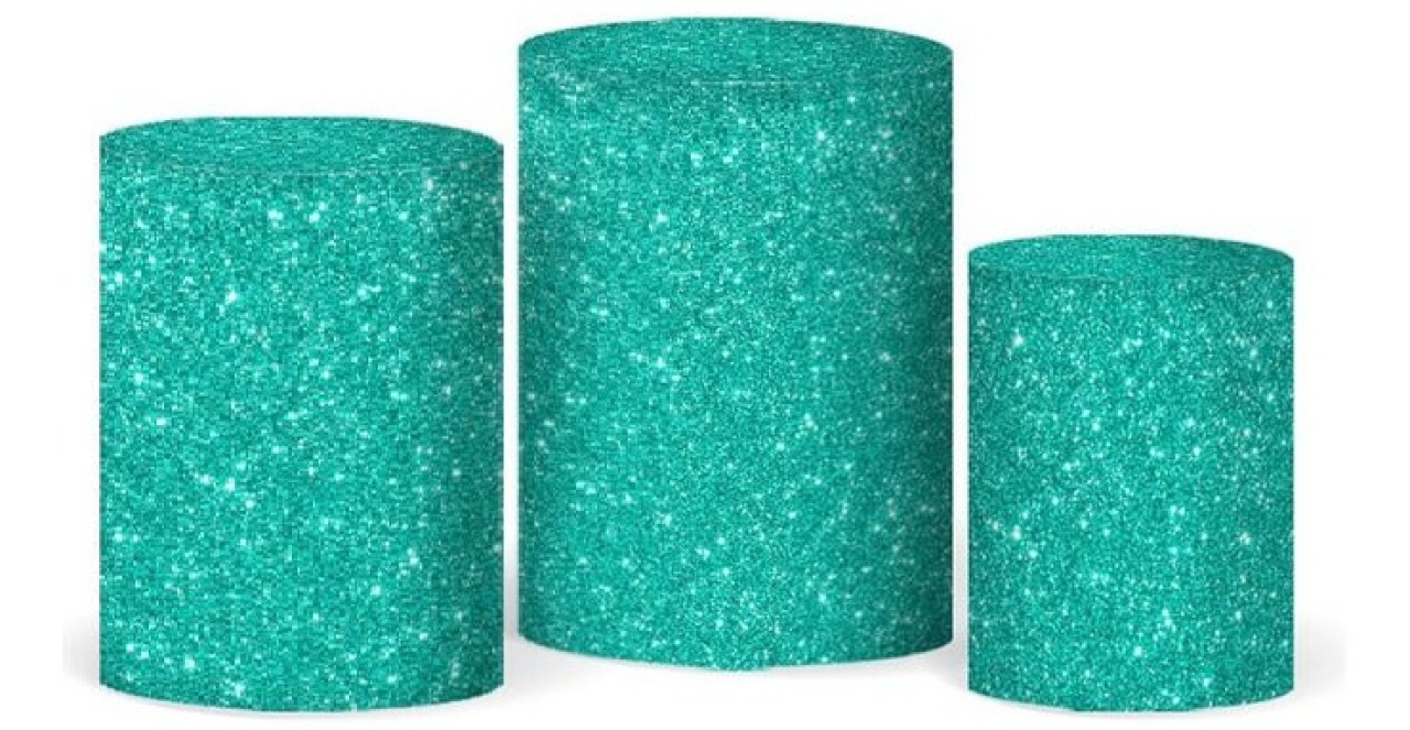 Trio Capas de Cilindros Sublimadas Glitter Tiffany - Selminha Lokfest