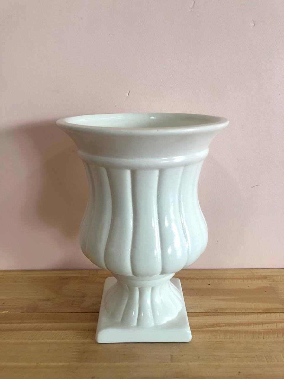 Vaso Roma Cerâmica Branco (23Cm) - Selminha Lokfest