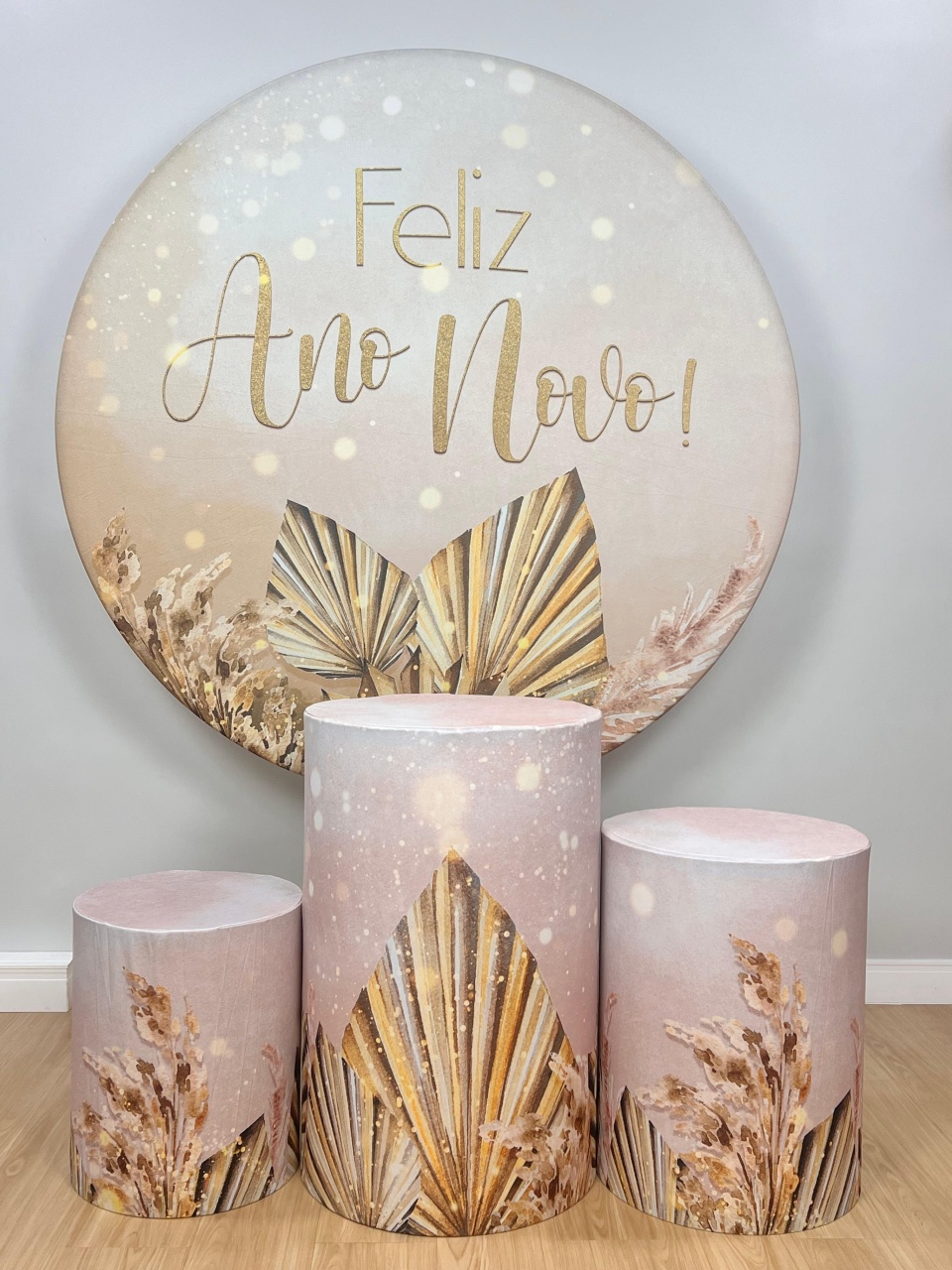 Kit Sublimado Capa Painel Redondo E Capas de Cilindros Feliz Ano Novo 02 - Selminha Lokfest