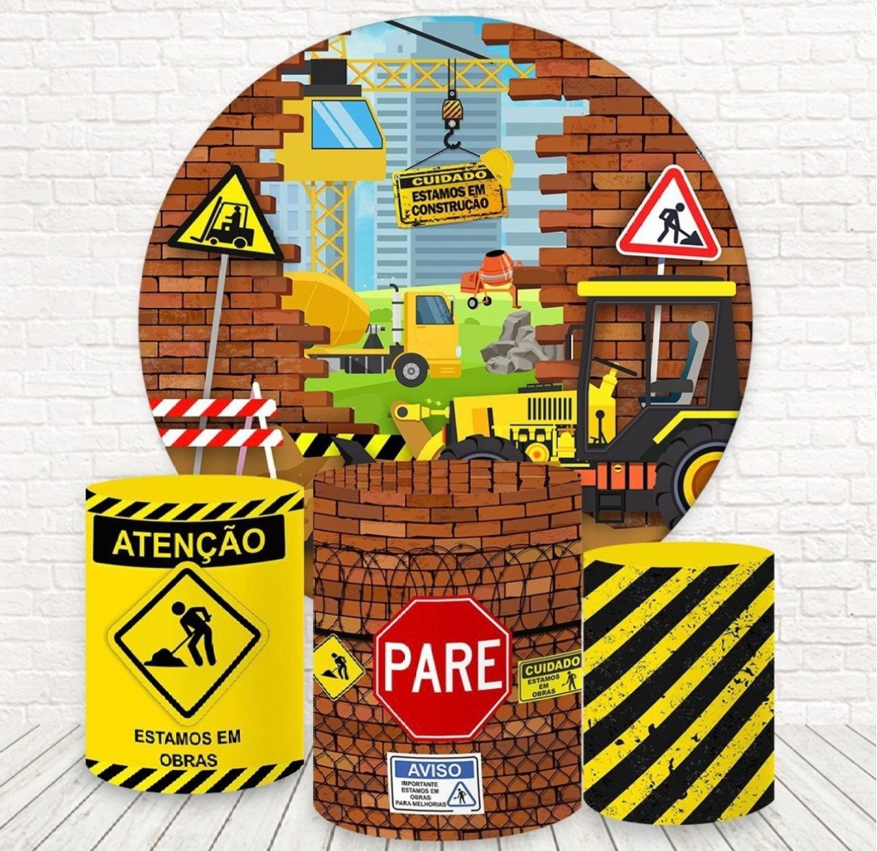 Kit Sublimado Capa Painel Redondo E Capas de Cilindros Construção - Selminha Lokfest