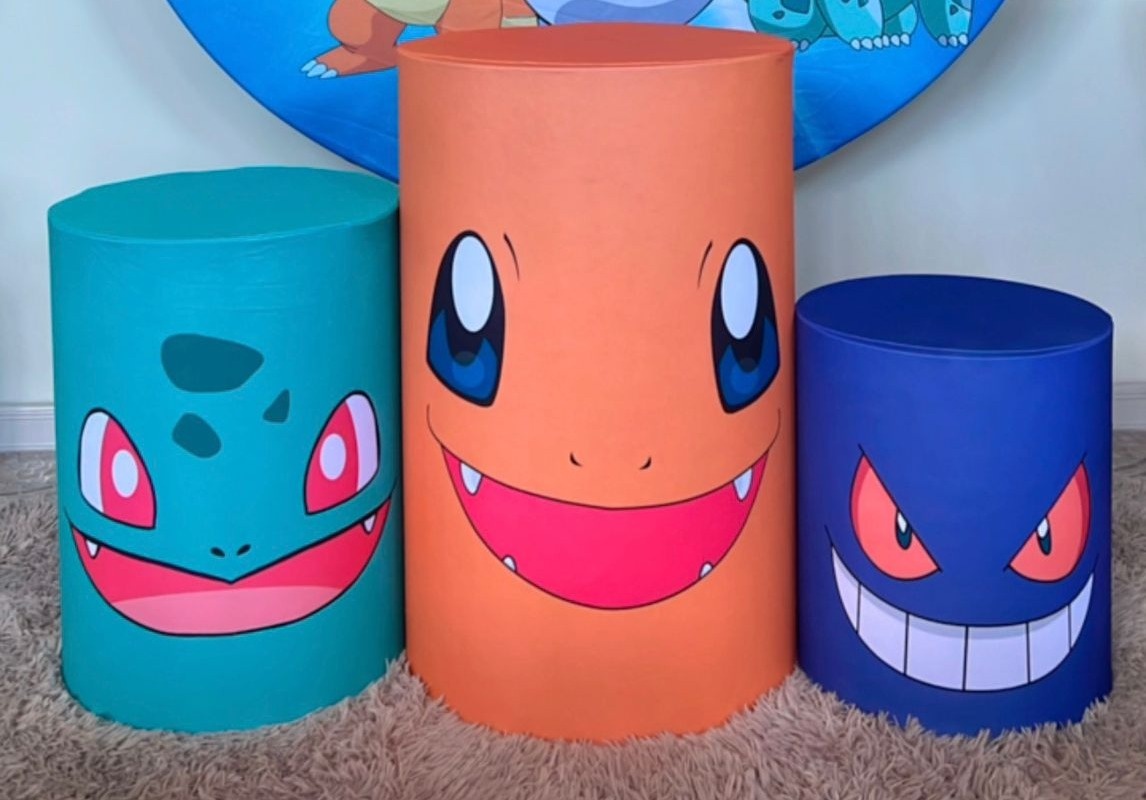 Trio Capas de Cilindros Sublimadas Pokémon - Selminha Lokfest