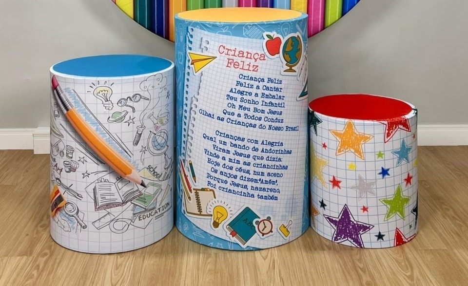 Trio Capas de Cilindros Sublimadas Formatura Abc - Selminha Lokfest