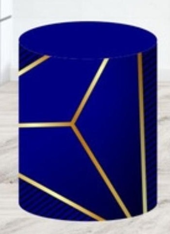 Capa Sublimada Cilindro Médio Geométrico Azul Escuro C/ Dourado - Selminha Lokfest