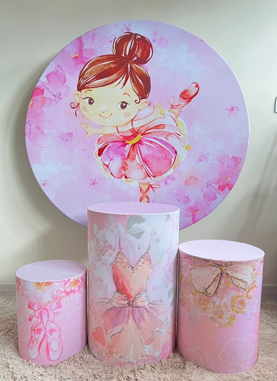 Kit Sublimado Capa Painel Redondo E Capas de Cilindros Bailarina - Selminha Lokfest