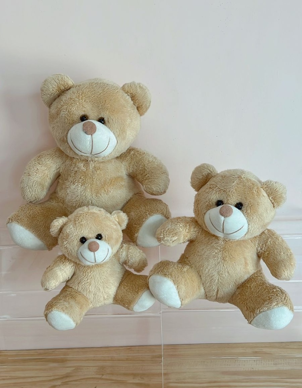 Trio de Ursinhos Bege Pelúcias ( 20,25 E 30 Cm) - Selminha Lokfest