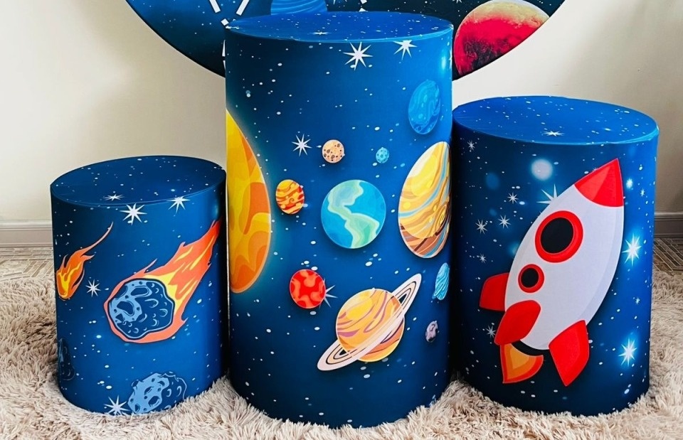 Trio Capas de Cilindros Sublimadas Astronauta - Selminha Lokfest