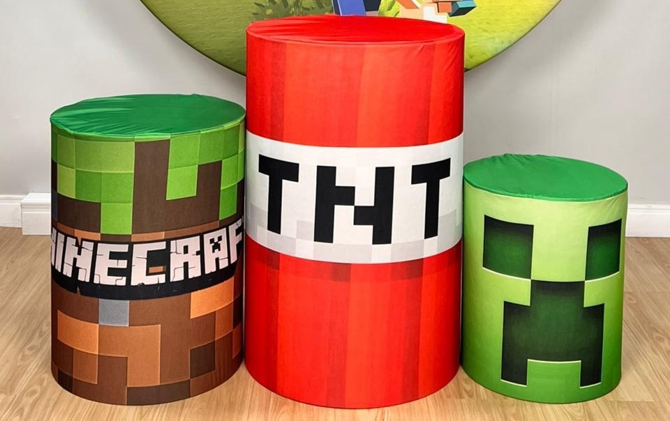 Trio Capas de Cilindros Sublimadas Minecraft - Selminha Lokfest