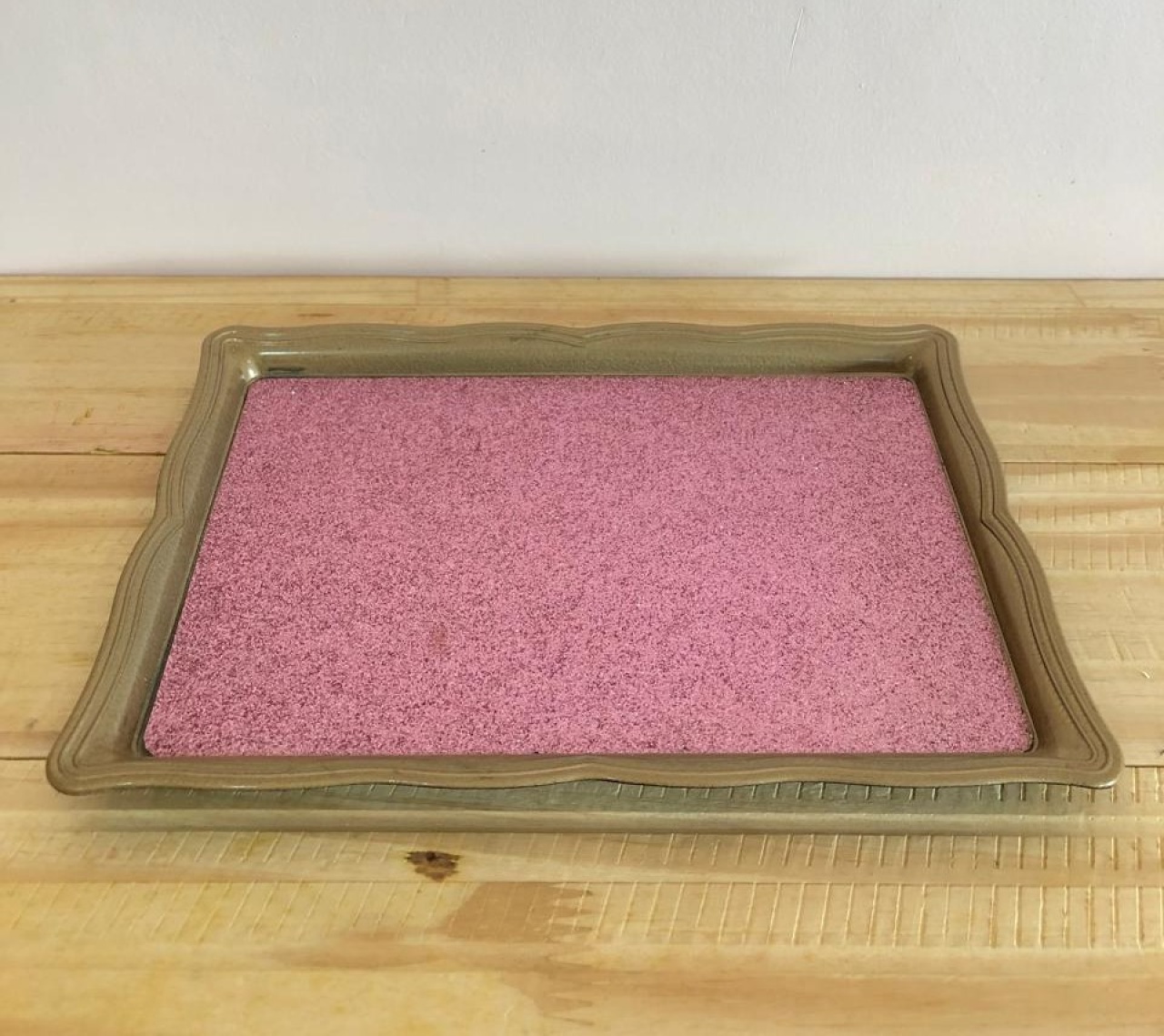 Bandeja Retangular Dourada C/ Glitter Rosa (24Cm) - Selminha Lokfest