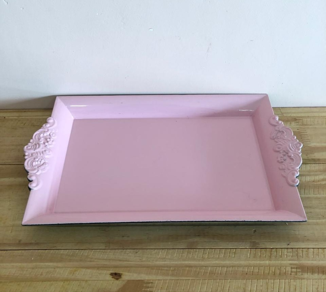 Bandeja Retangular Arabesco Rosa Bebê (32Cm) - Selminha Lokfest