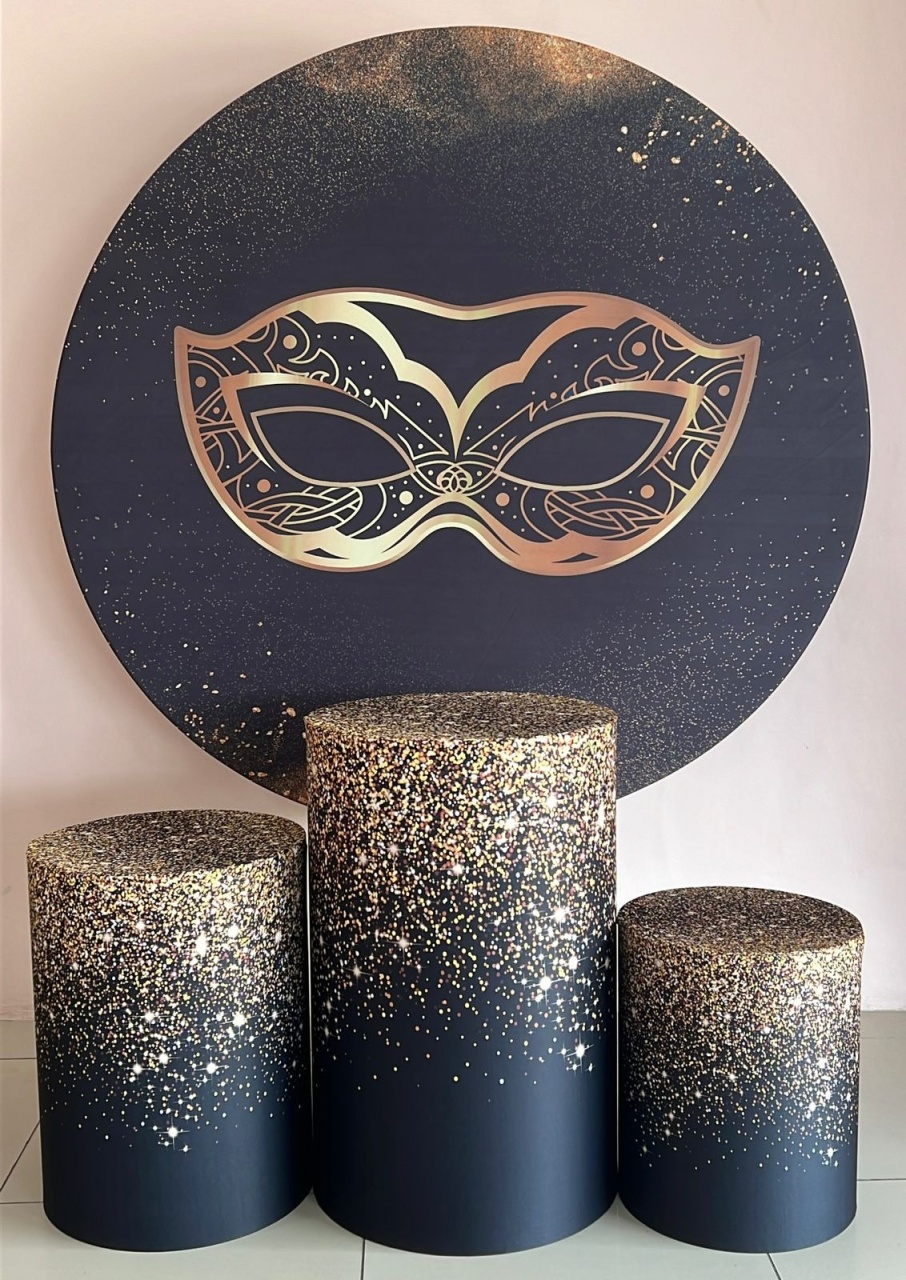 Kit Sublimado 4 Pçs Carnaval Preto C/ Glitter Dourado - Selminha Lokfest