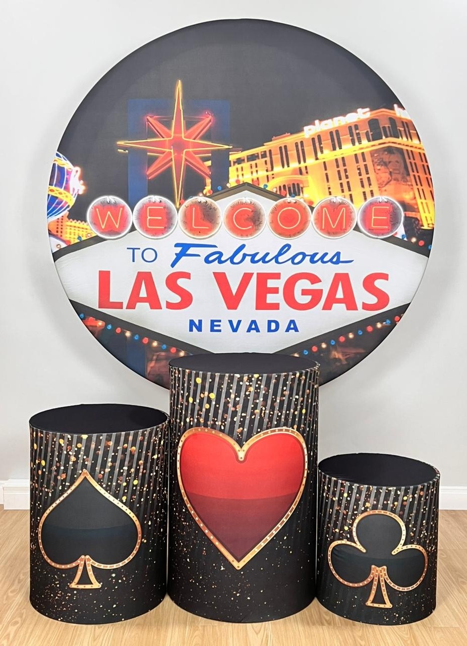 Kit Sublimado Capa Painel Redondo E Capas de Cilindros Las Vegas - Selminha Lokfest