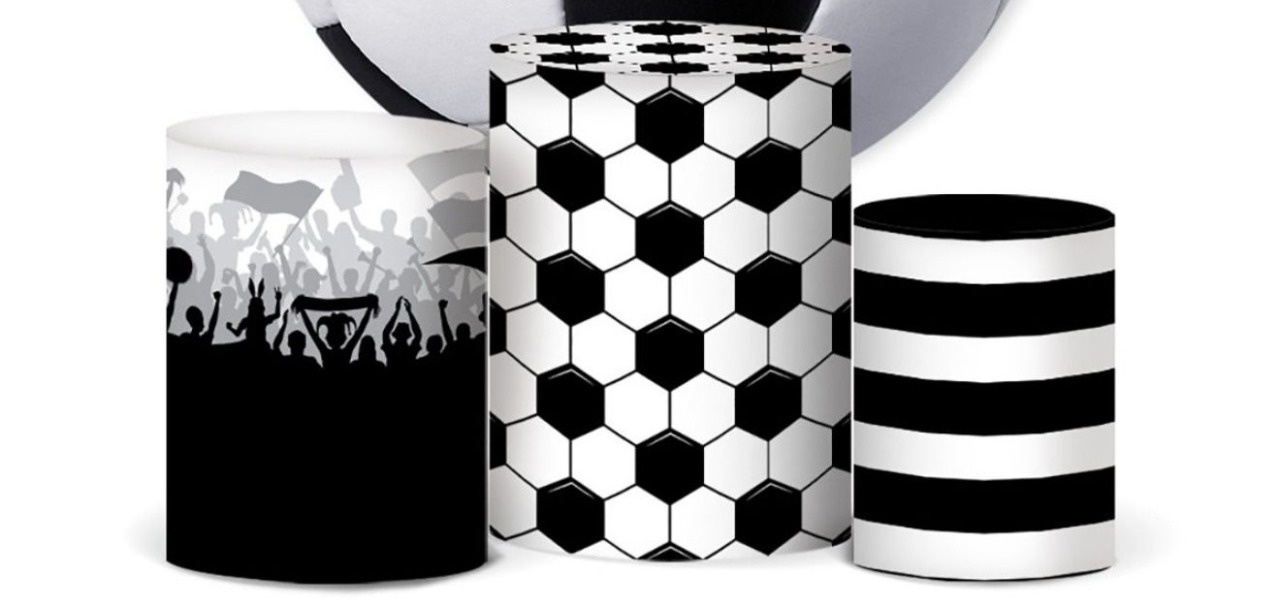 Trio de Capas Futebol Bola Preto E Branco - Selminha Lokfest