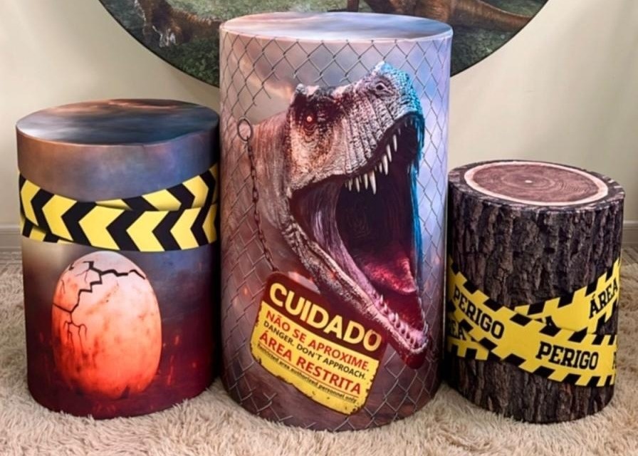 Trio Capas de Cilindros Sublimadas Jurassic Park - Selminha Lokfest