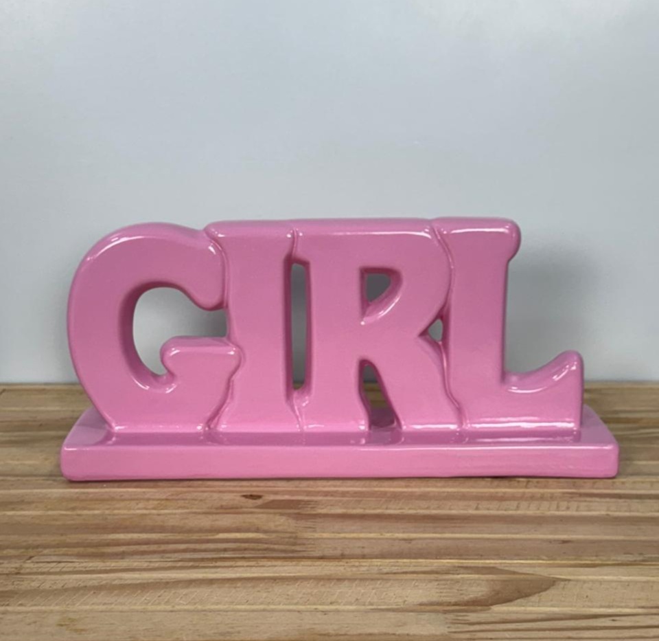 Palavra Girl Rosa Claro Cerâmica  - Selminha Lokfest