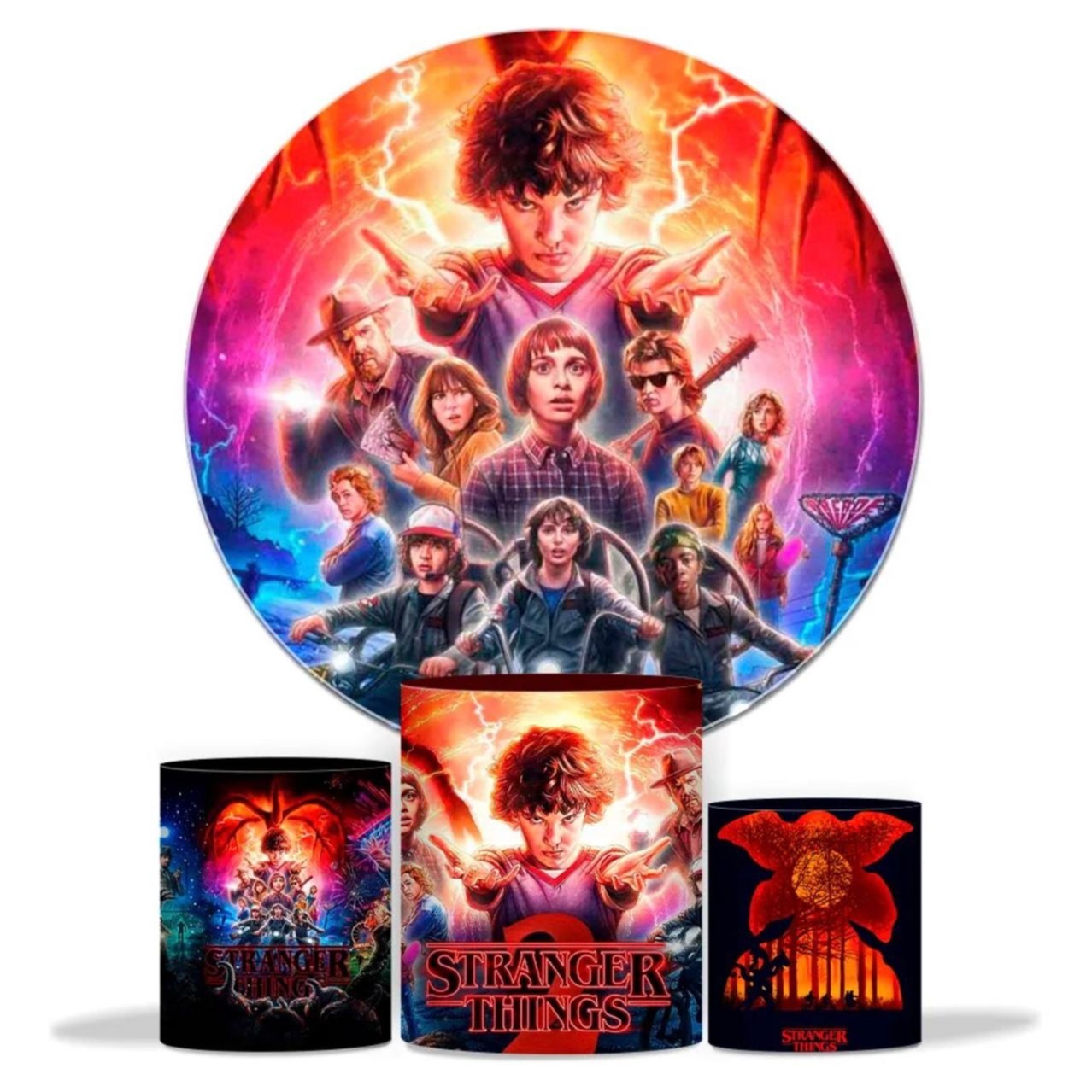 Kit Sublimado Capa Painel Redondo E Capas de Cilindros Stranger Things - Selminha Lokfest