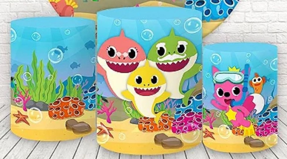 Trio Capas de Cilindros Sublimadas Baby Shark Menino - Selminha Lokfest