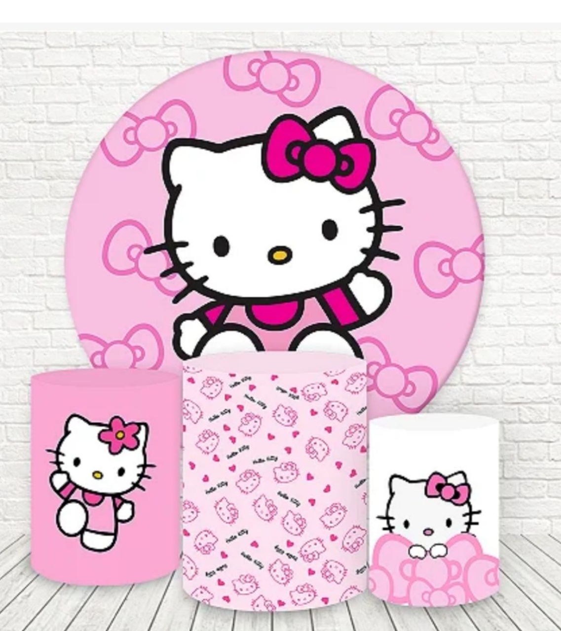 Kit Sublimado Capa Painel Redondo E Capas de Cilindros Hello Kitty - Selminha Lokfest