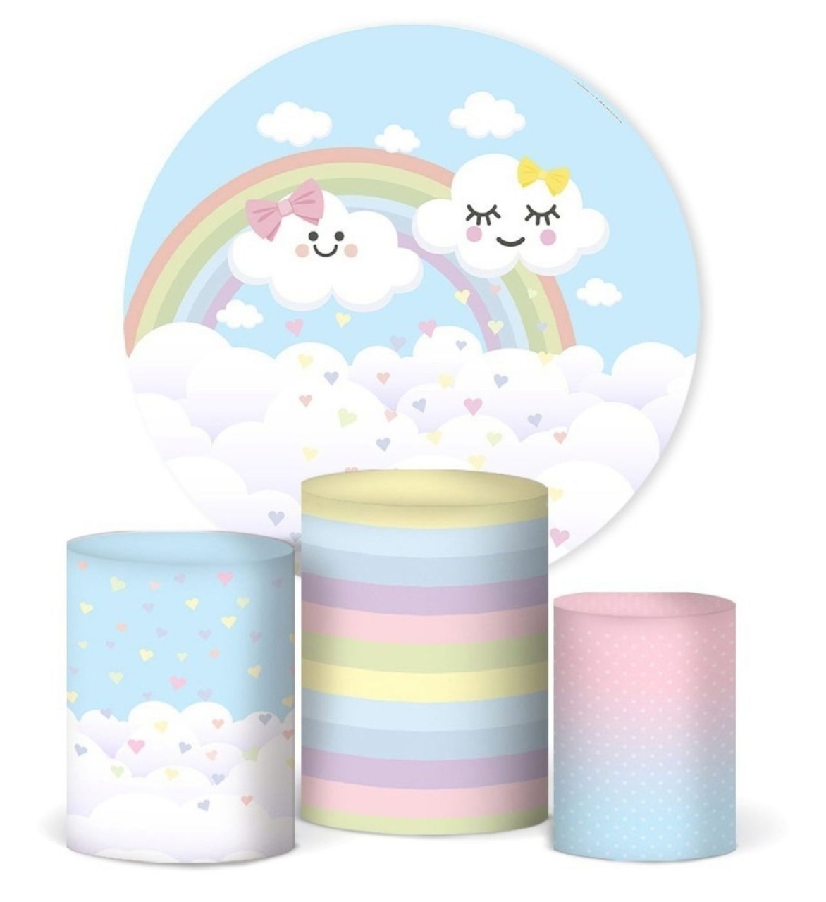 Kit Sublimado Capa Painel Redondo E Capas de Cilindros Chuva de Amor - Selminha Lokfest