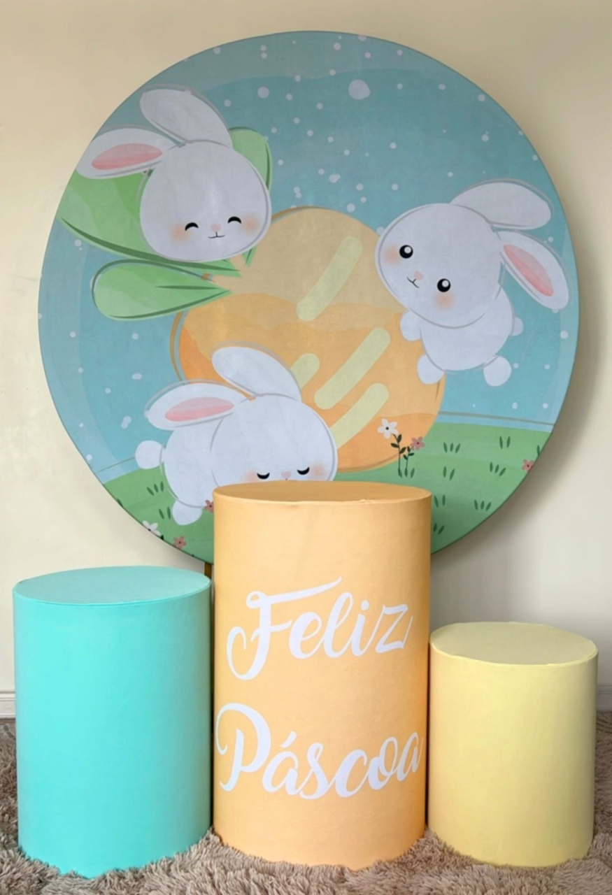 Kit Sublimado Capa Painel Redondo E Capas de Cilindros Páscoa 03 - Selminha Lokfest