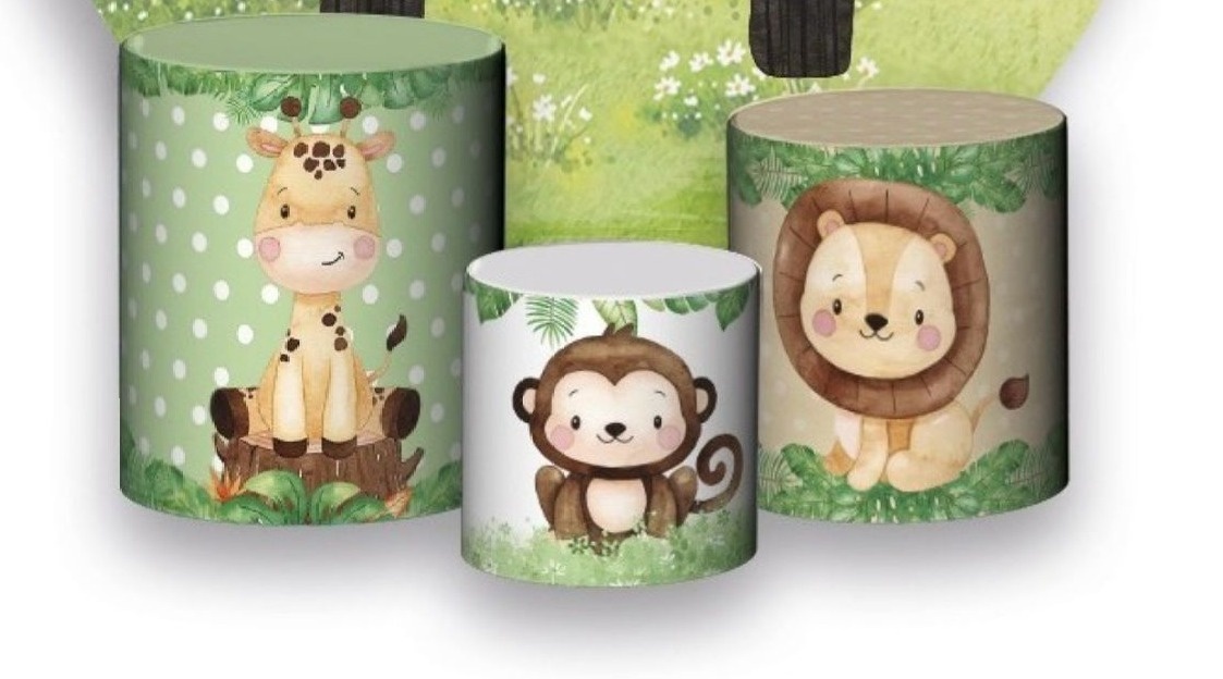 Trio Capas de Cilindros Sublimadas Safari Baby - Selminha Lokfest