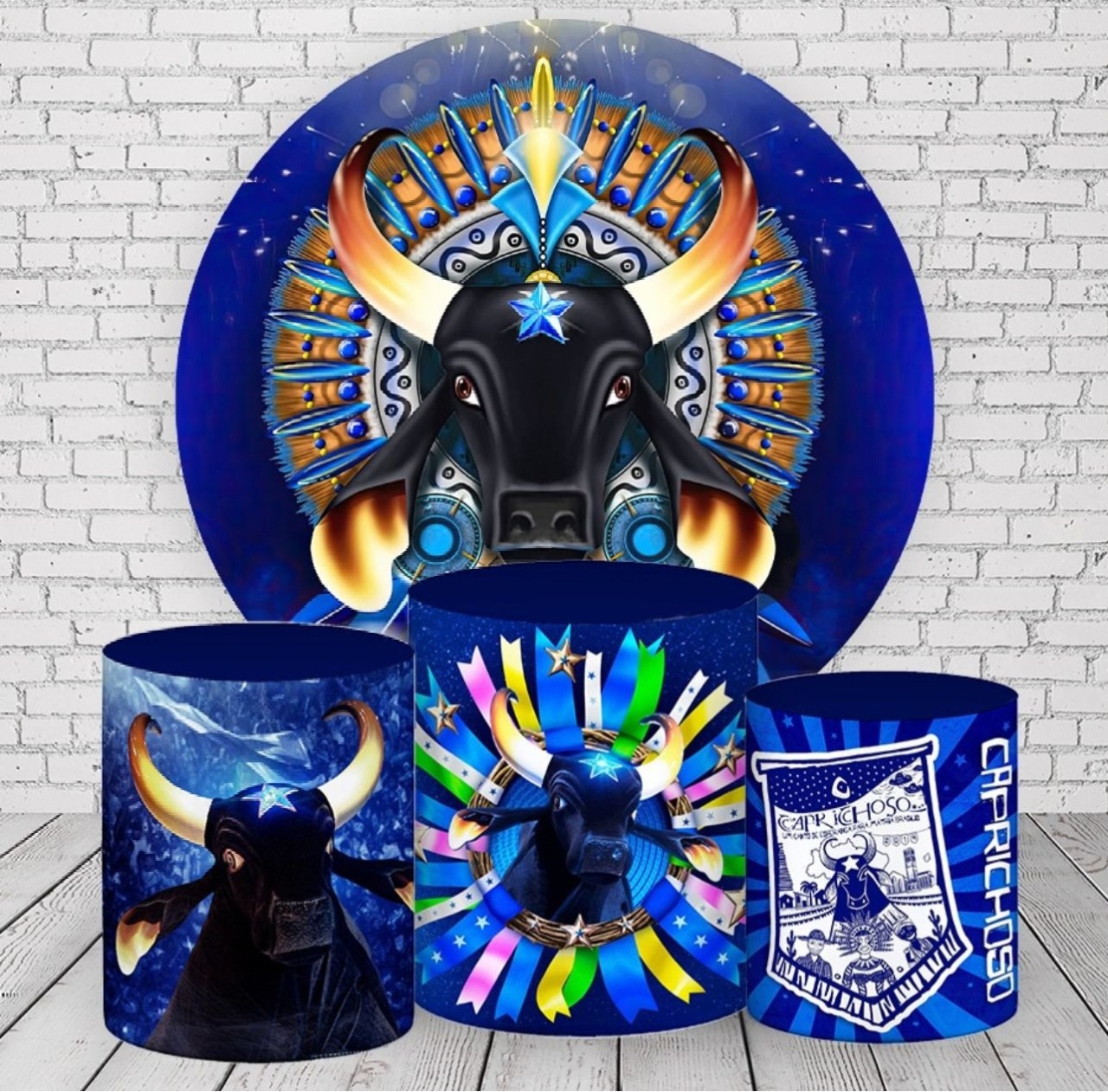 Kit Sublimado Capa Painel Redondo E Capas de Cilindros Boi Caprichoso - Selminha Lokfest
