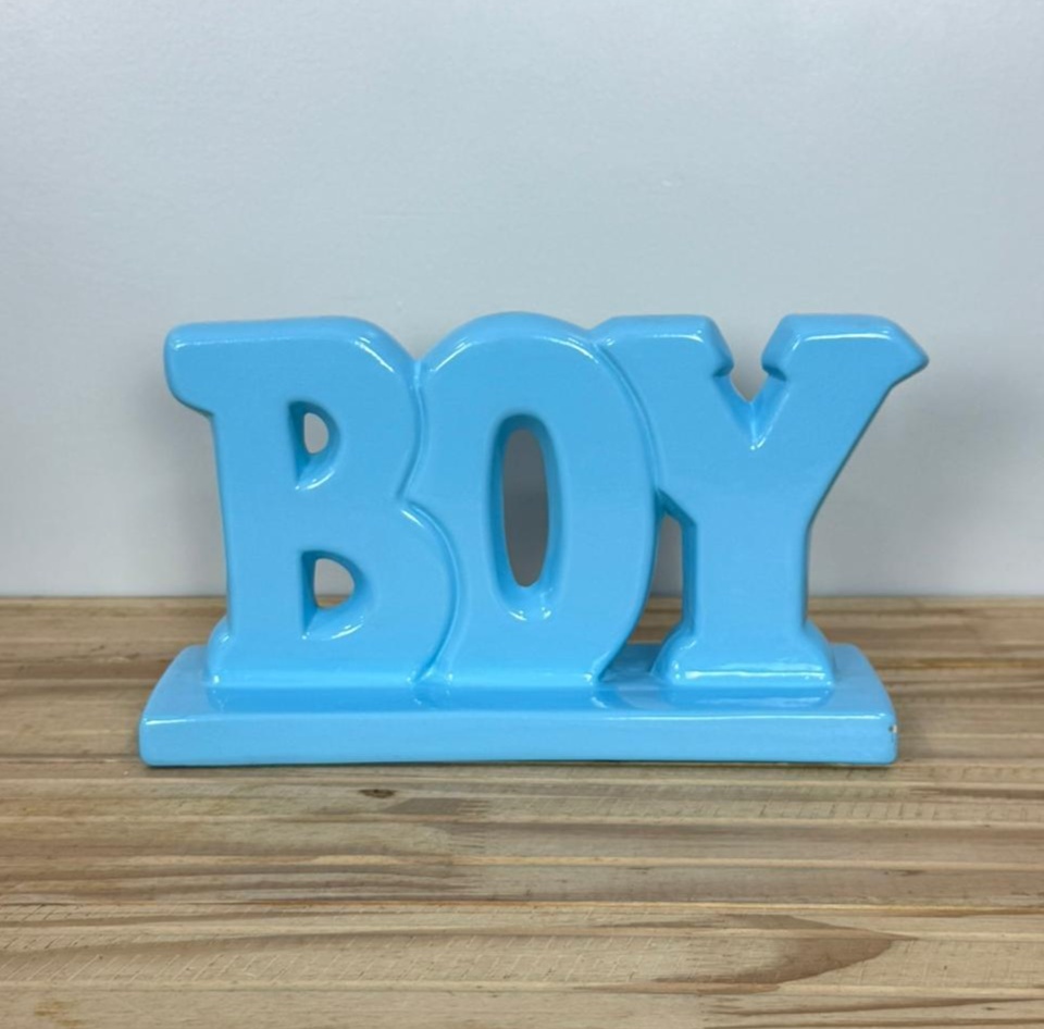Palavra Boy Azul Claro Cerâmica  - Selminha Lokfest