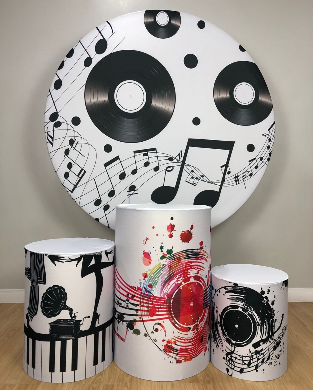 Kit Sublimado Capa Painel Redondo E Capas de Cilindros Disco 01 - Selminha Lokfest