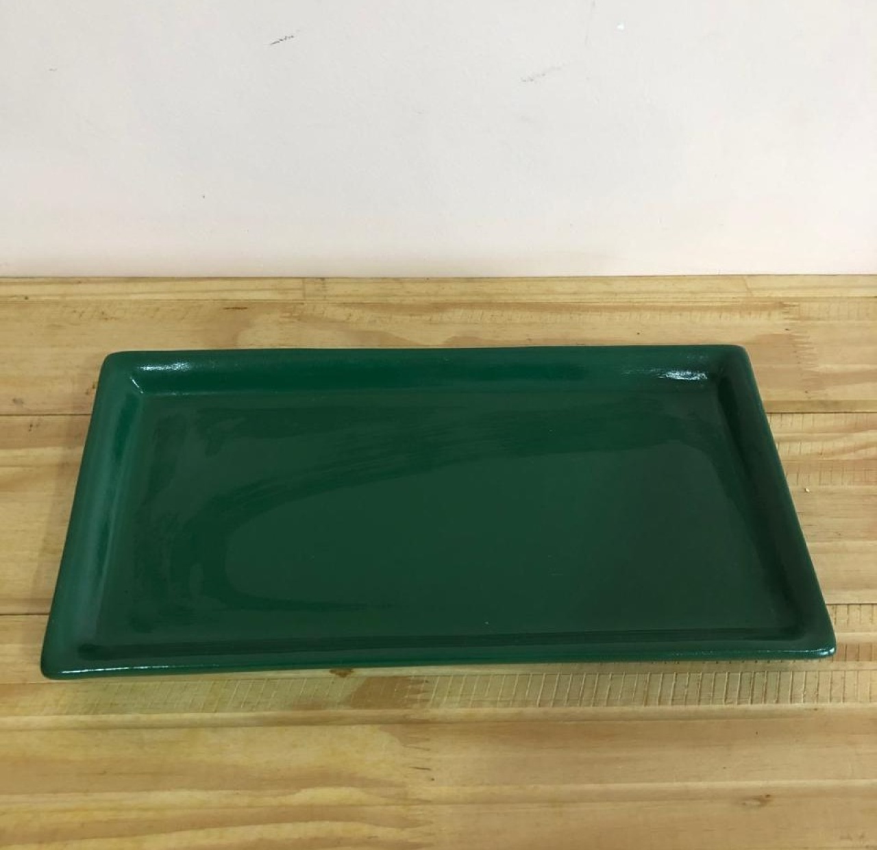 Bandeja Retangular Cerâmica Verde Militar (30Cm) - Selminha Lokfest