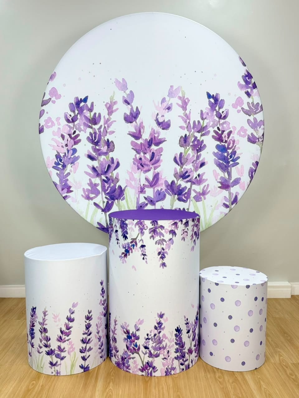 Kit Sublimado Capa Painel Redondo E Capas de Cilindros Flores Lavanda Aquarela - Selminha Lokfest