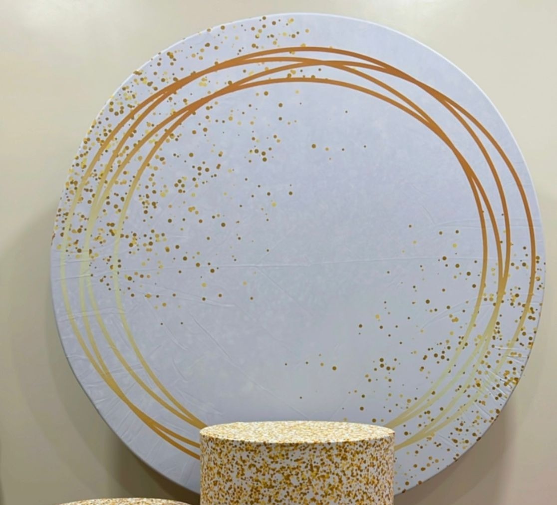 Capa Sublimada Painel Branco C/ Glitter Dourado (1.50M) - Selminha Lokfest