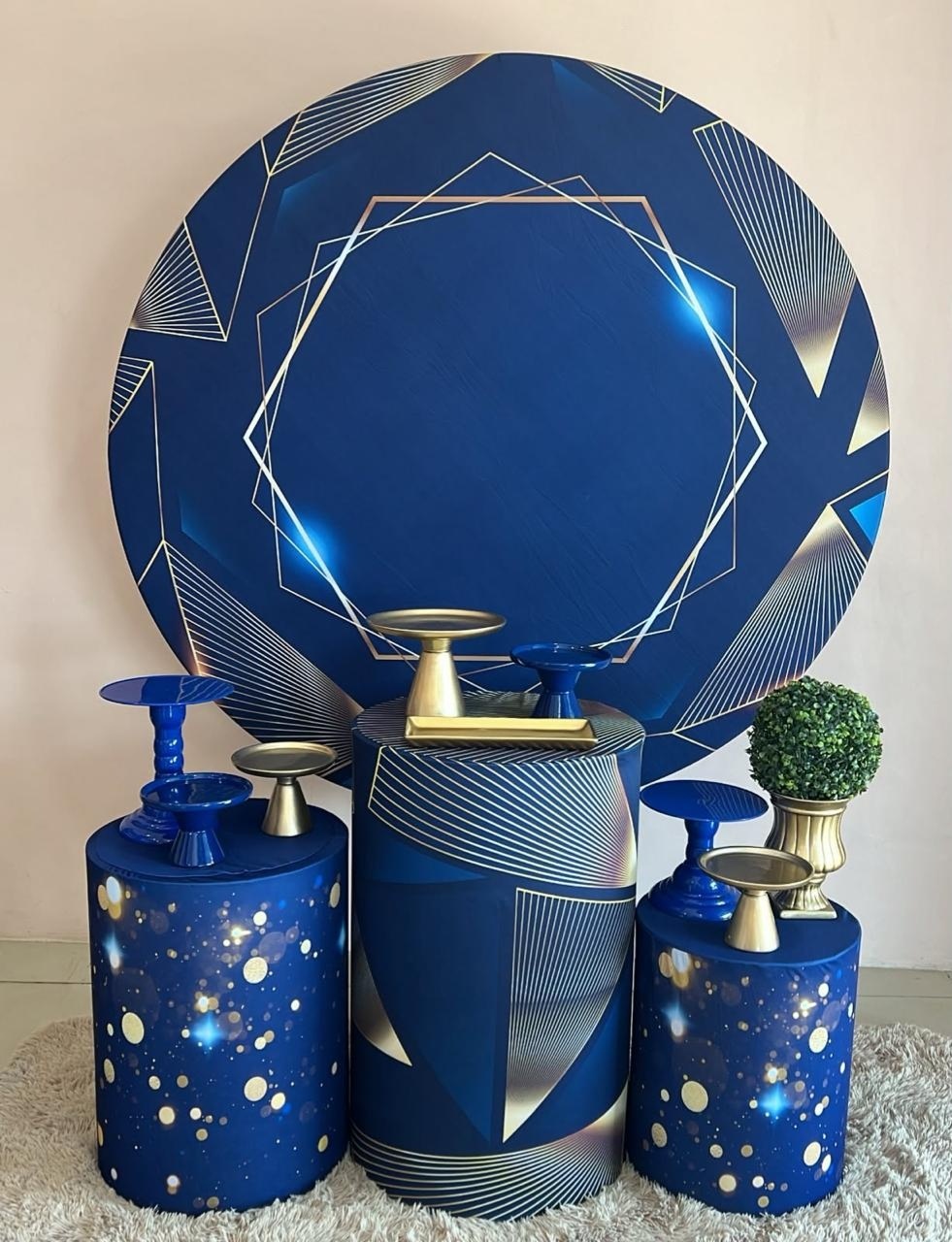 Kit Divertido Geométrico Azul Marinho C/ Dourado - Selminha Lokfest