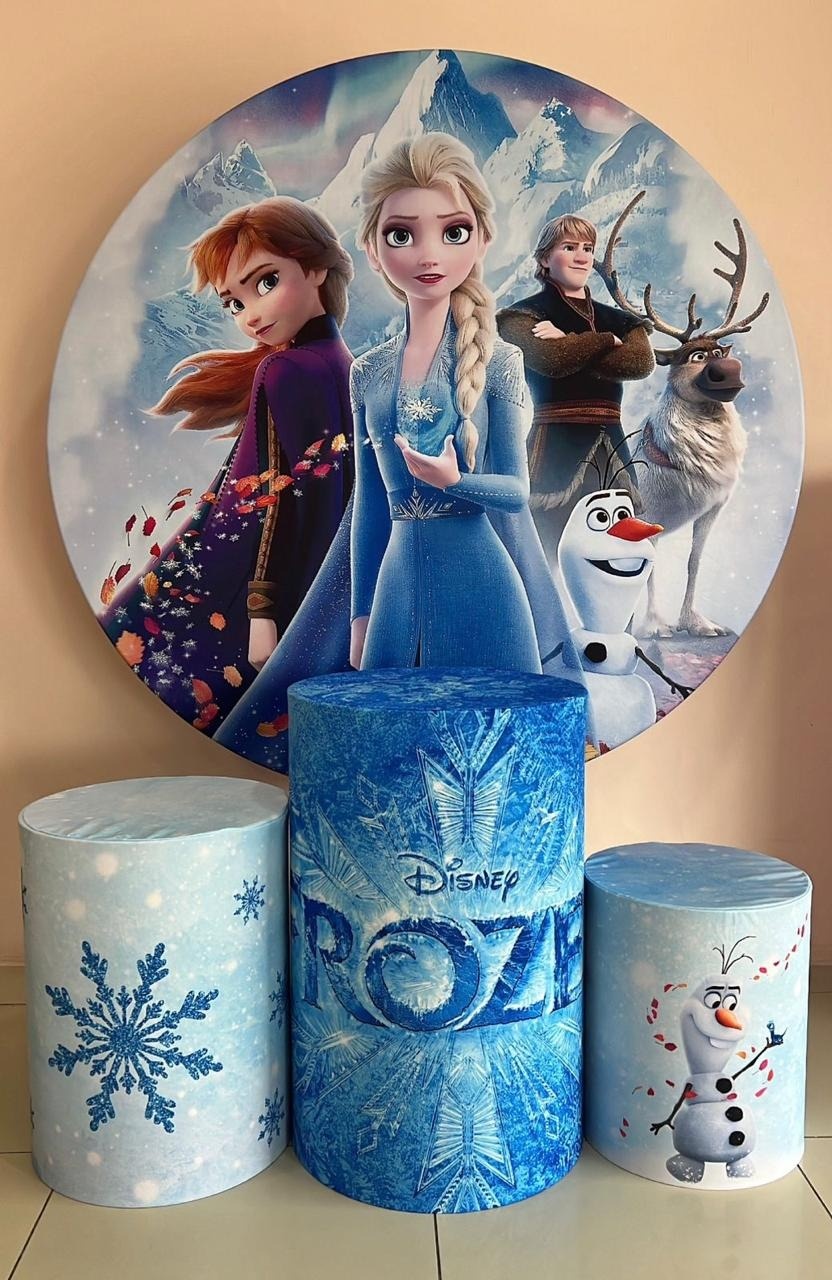 Kit Sublimado Capa Painel Redondo E Capas de Cilindros Frozen - Selminha Lokfest