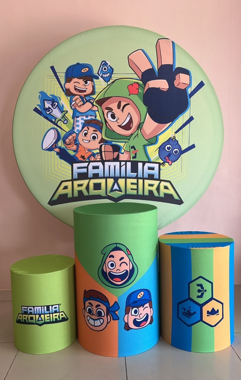 Kit Sublimado Capa Painel Redondo E Capas de Cilindros Família Arqueira - Selminha Lokfest