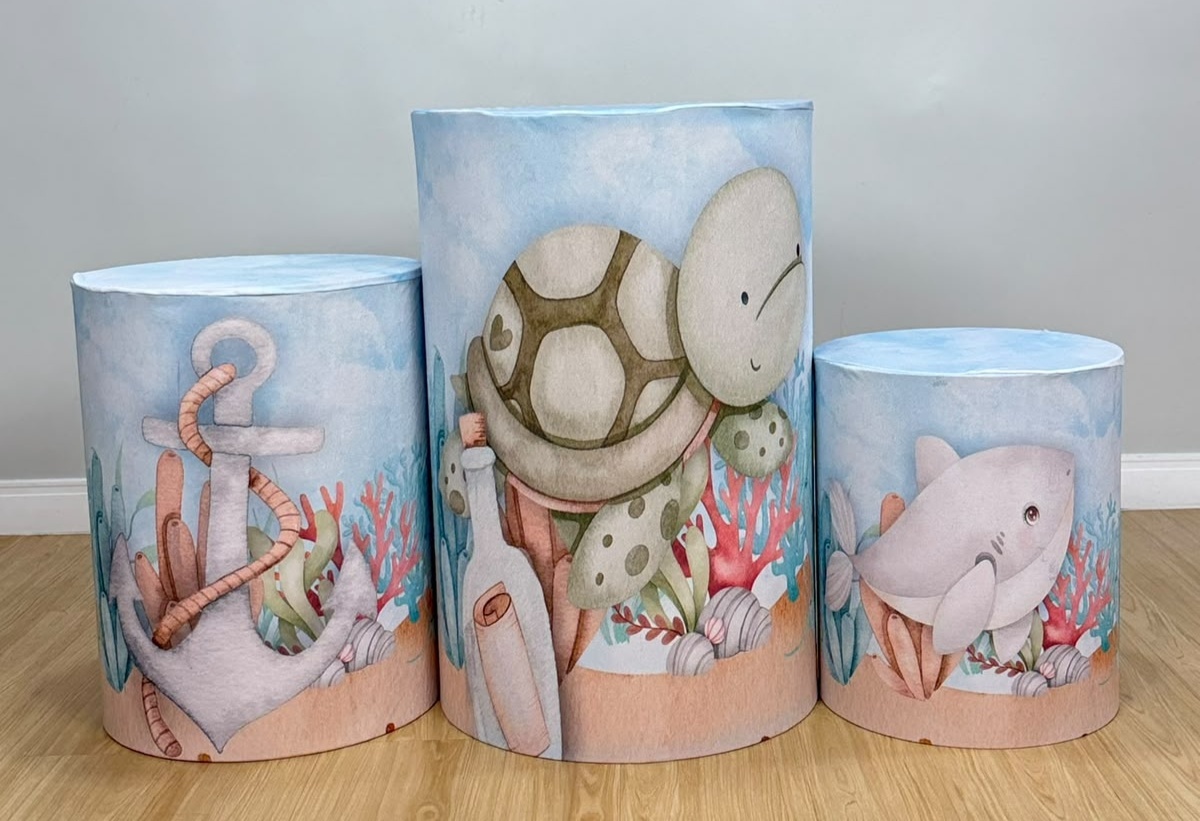 Trio Capas de Cilindros Sublimadas Fundo Do Mar Candy Color - Selminha Lokfest