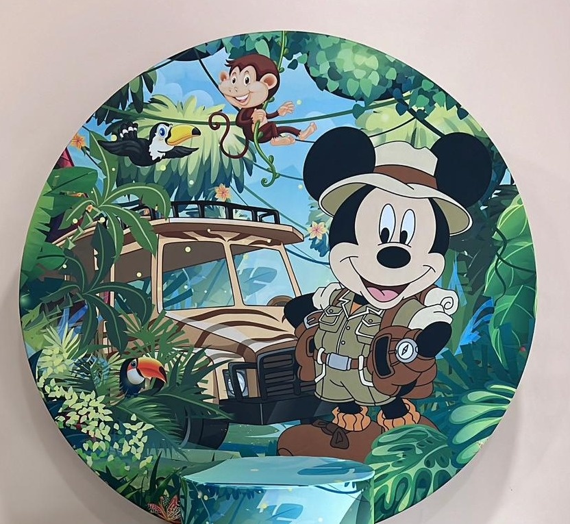 Capa Sublimada Painel Mickey Safari - Selminha Lokfest