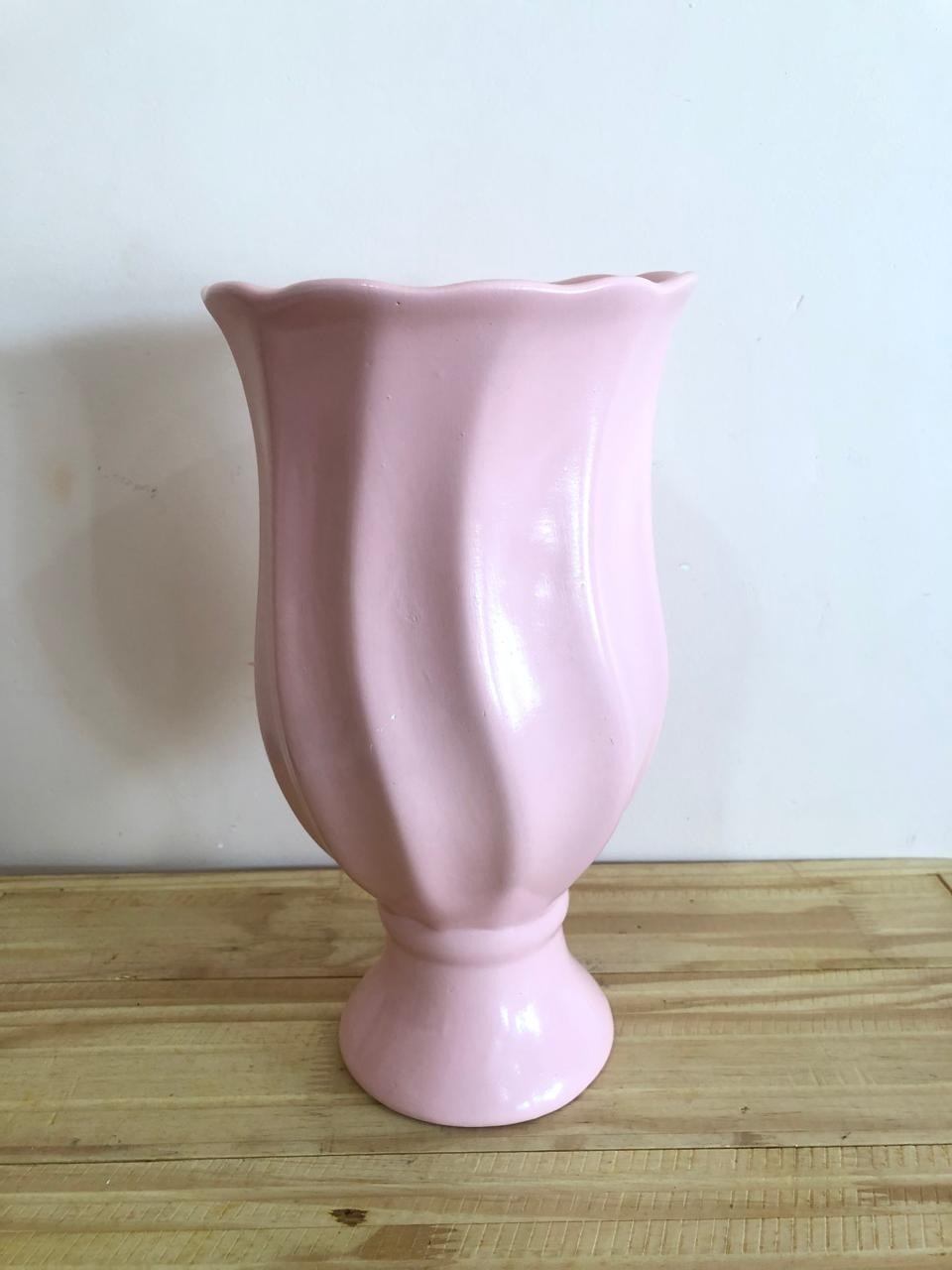 Vaso Torcido Cerâmica Rosa Bebê (30Cm) - Selminha Lokfest
