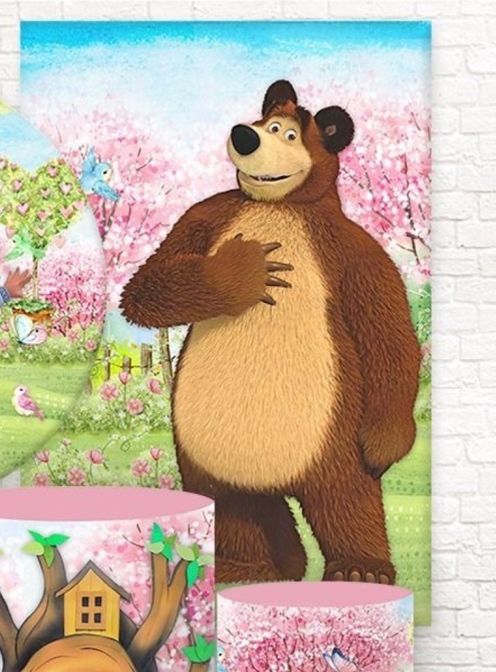 Painel Sublimado Lateral Urso Masha (Tam 2.20X1.50) - Selminha Lokfest
