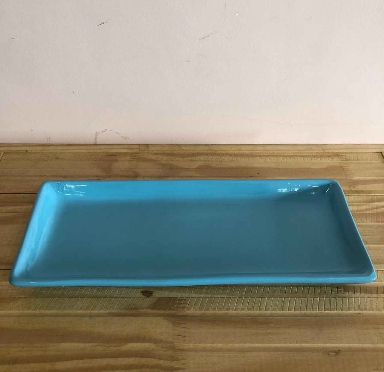 Bandeja Retangular de Cerâmica Azul Bebê (31Cm) - Selminha Lokfest