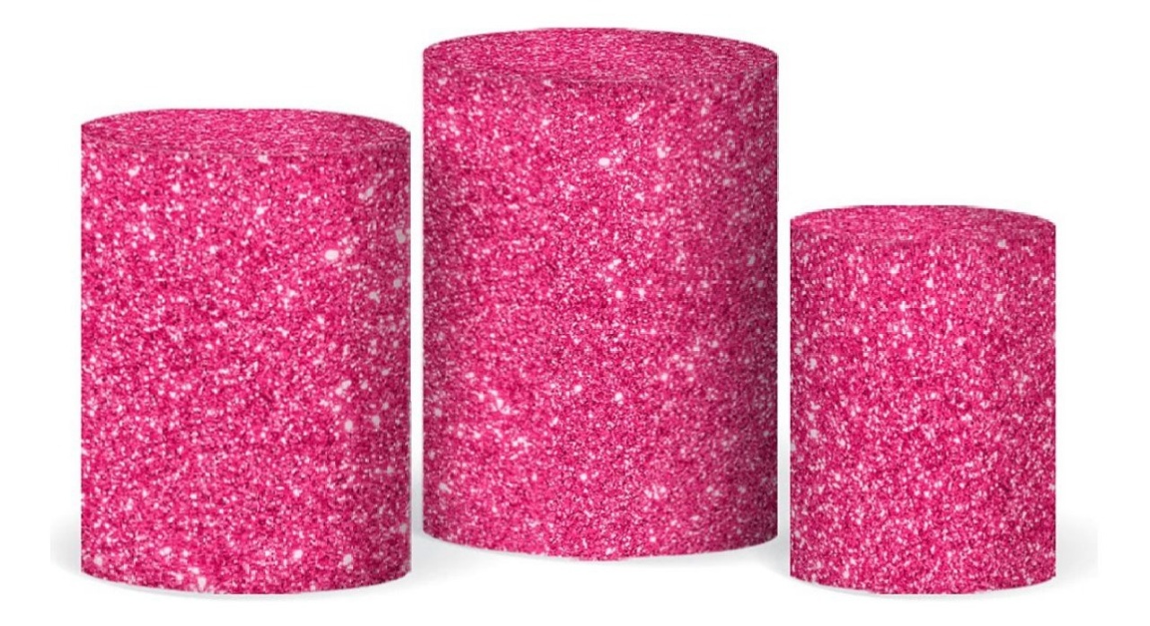 Trio Capas de Cilindros Sublimadas Glitter Pink - Selminha Lokfest