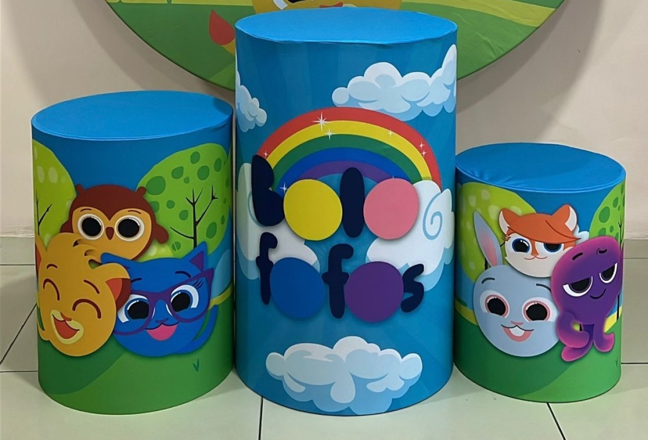 Trio Capas de Cilindros Sublimadas Bolofofos Menino - Selminha Lokfest