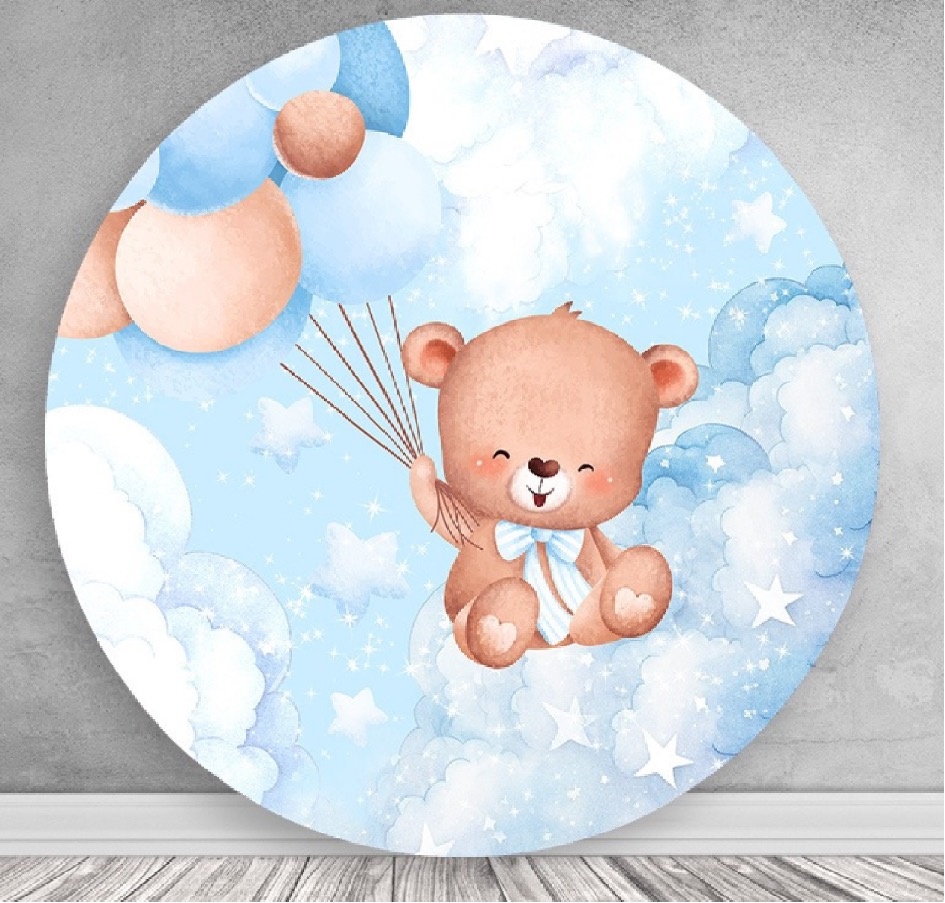 Capa Sublimada Painel Ursinho Balão Azul (1,50M) - Selminha Lokfest