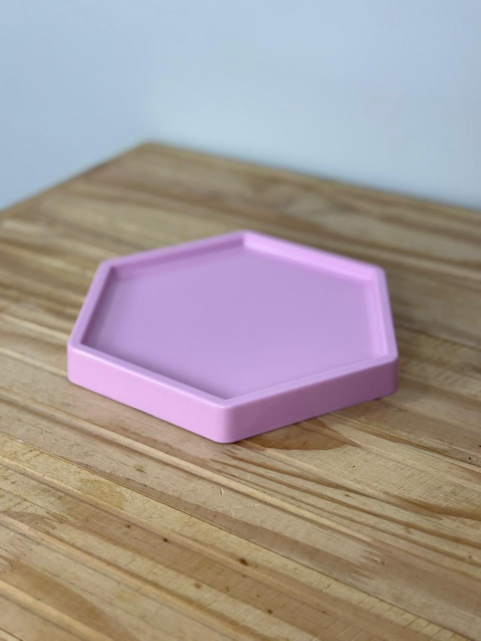 Bandeja Sextavada Plástica Rosa Candy G (18X20) - Selminha Lokfest