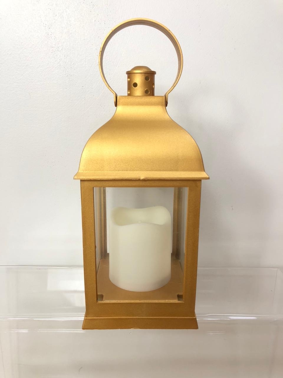Lanterna Decorativa Com Vela (Dourada) - Selminha Lokfest