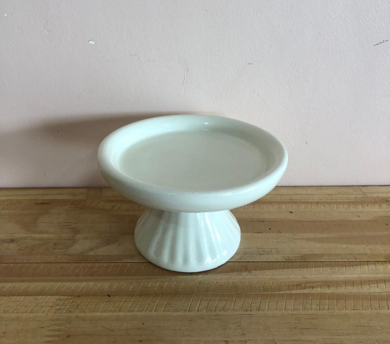 Bandeja Redonda Cerâmica Branca Mini (12X7) - Selminha Lokfest