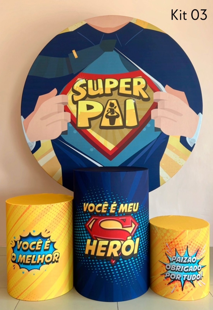 Kit Sublimado Capa Painel Redondo E Capas de Cilindros Dia dos Pais 03 - Selminha Lokfest