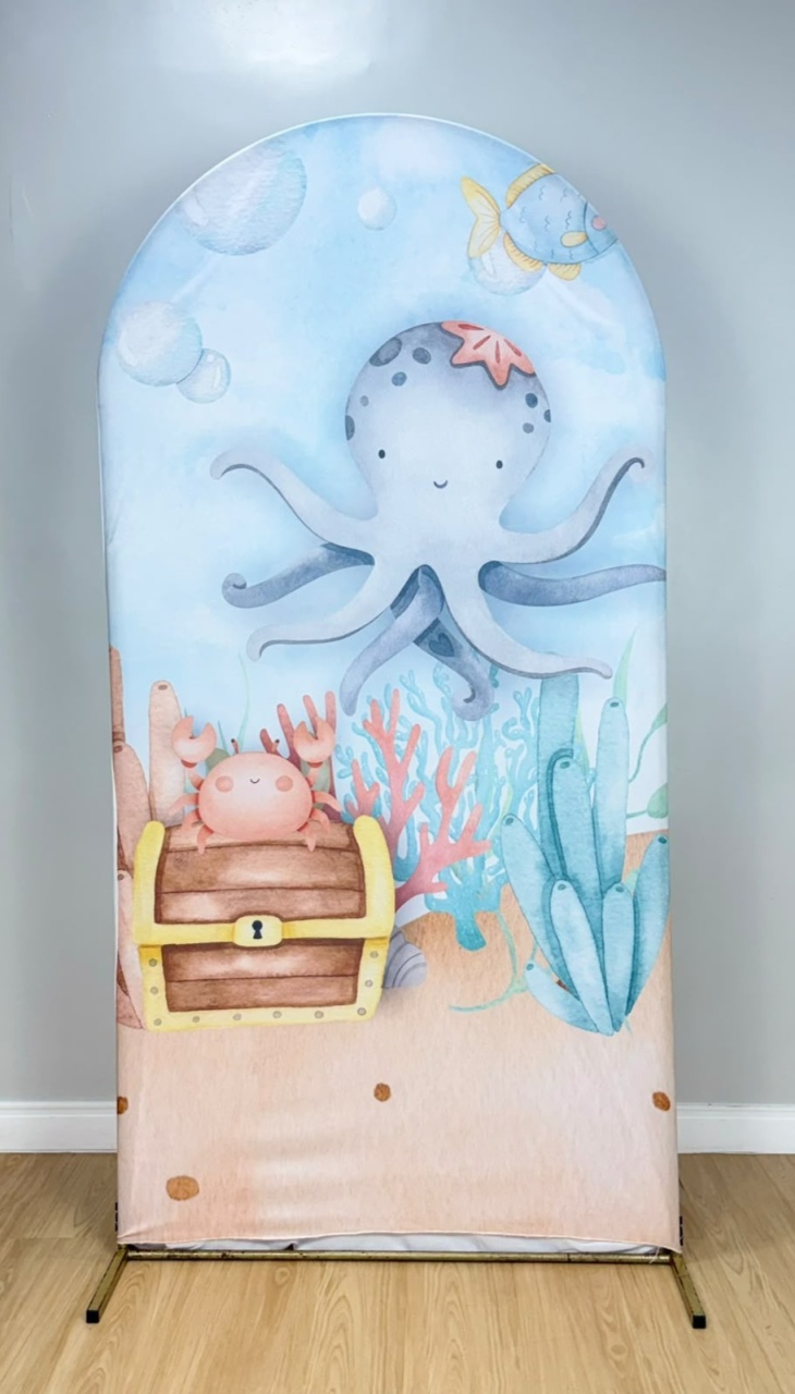 Painel Romano Sublimado Fundo Do Mar Candy Color (Tam 2X1) - Selminha Lokfest