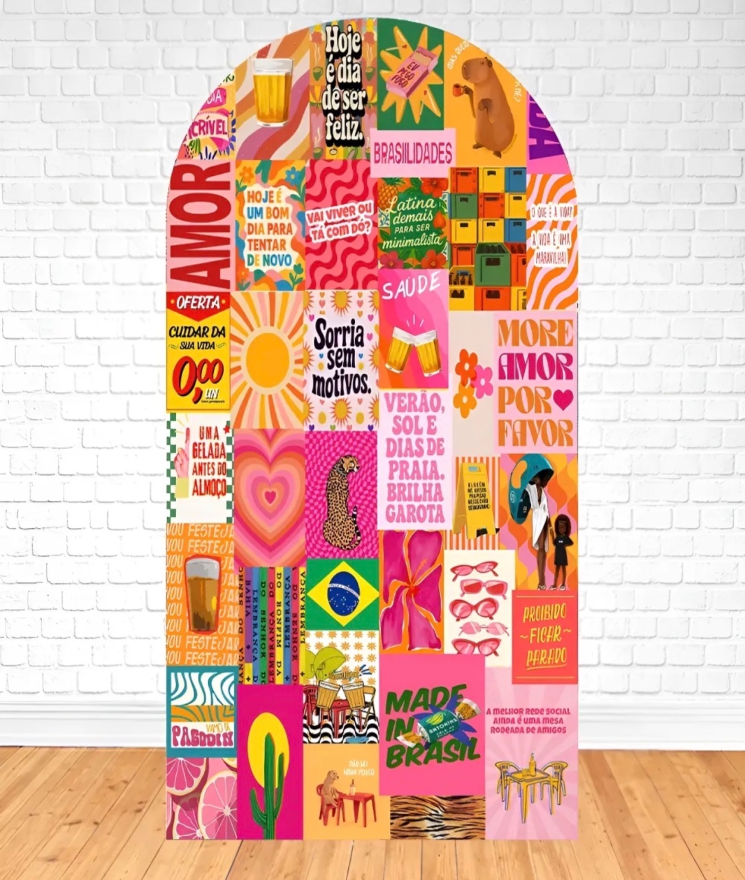 Painel Sublimado Romano Brasilidade Lambe Lambe Rosa (2X1) - Selminha Lokfest