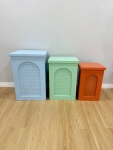 Trio de Mesas Quadradas Perfuradas Coloridas Mdf (Azul,Verde,Laranja) - imagem 1