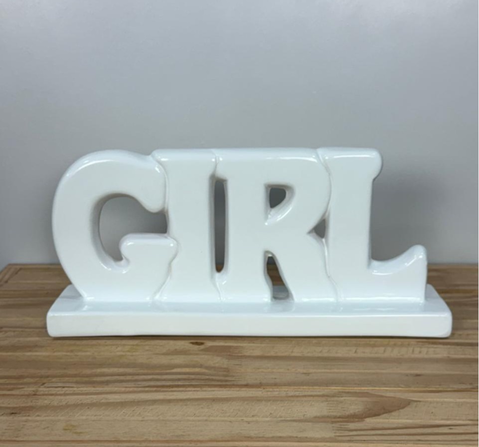 Palavra Girl Branco Cerâmica  - Selminha Lokfest