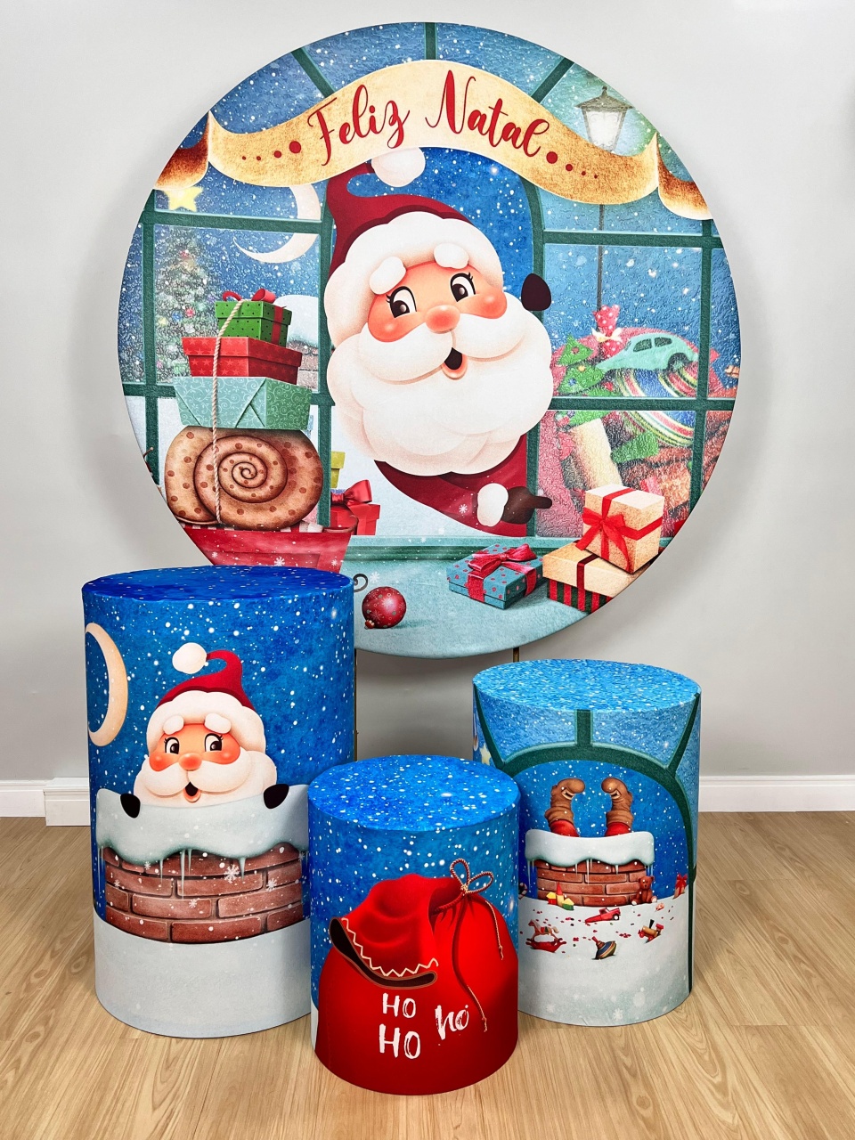 Kit Sublimado Capa Painel Redondo E Capas de Cilindros Natal 08 - Selminha Lokfest